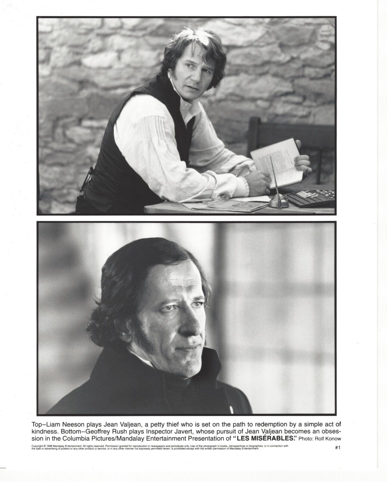 Les Miserables~1998~Liam Neeson, Geoffry Rush~OG Photo~Billie August Victor Hugo