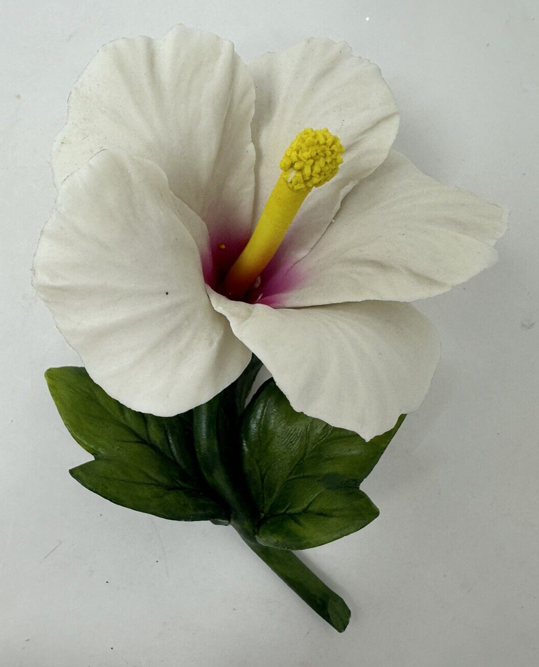 Vintage Napoleon Italian Capodimonte Porcelain White Hibiscus Flower