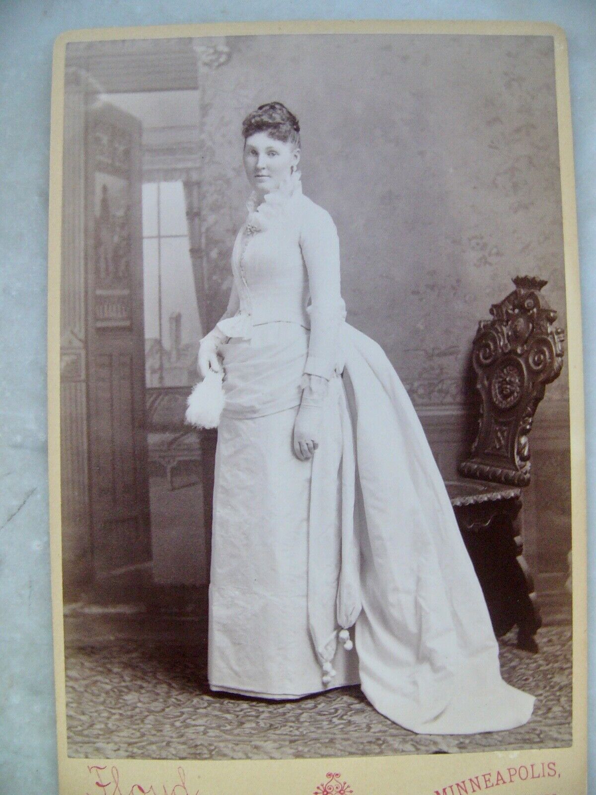 Cabinet Card Bride Wedding Gown by Floyd, Minneapolis Circa 1860-1889
