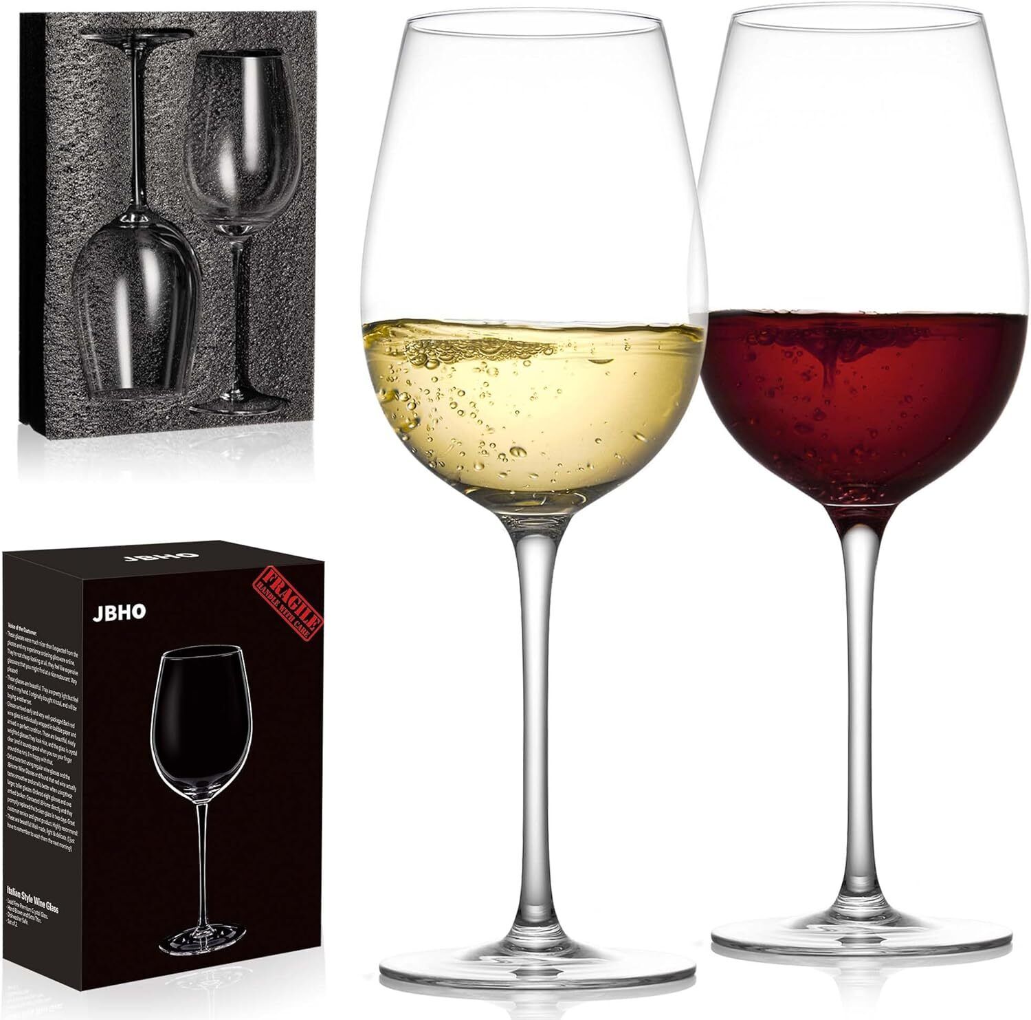 JBHO Crystal Wine Glasses - Hand Blown Red or White 