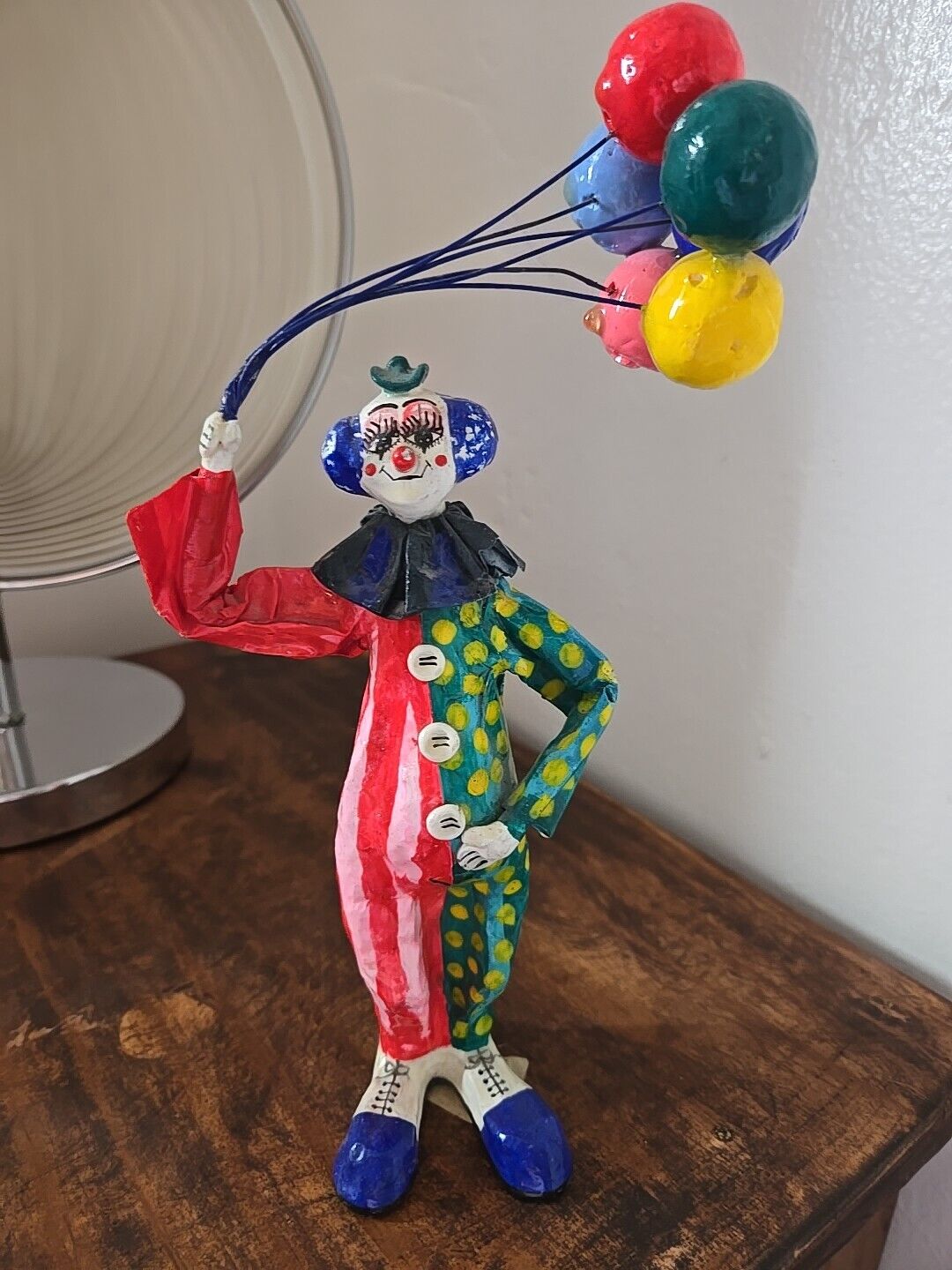 Vintage Clown With Ballons Figurine, Birthday Home Decor, 13”, Rare