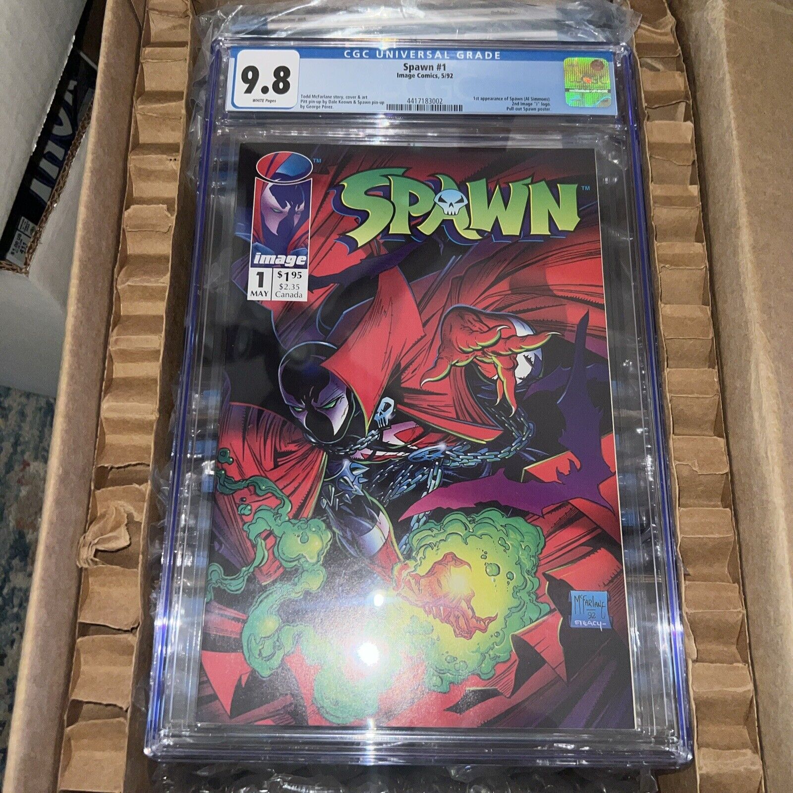 Spawn (1992) #1 CGC NM/M 9.8 White Pages McFarlane 1st Appearance Al Simmons(