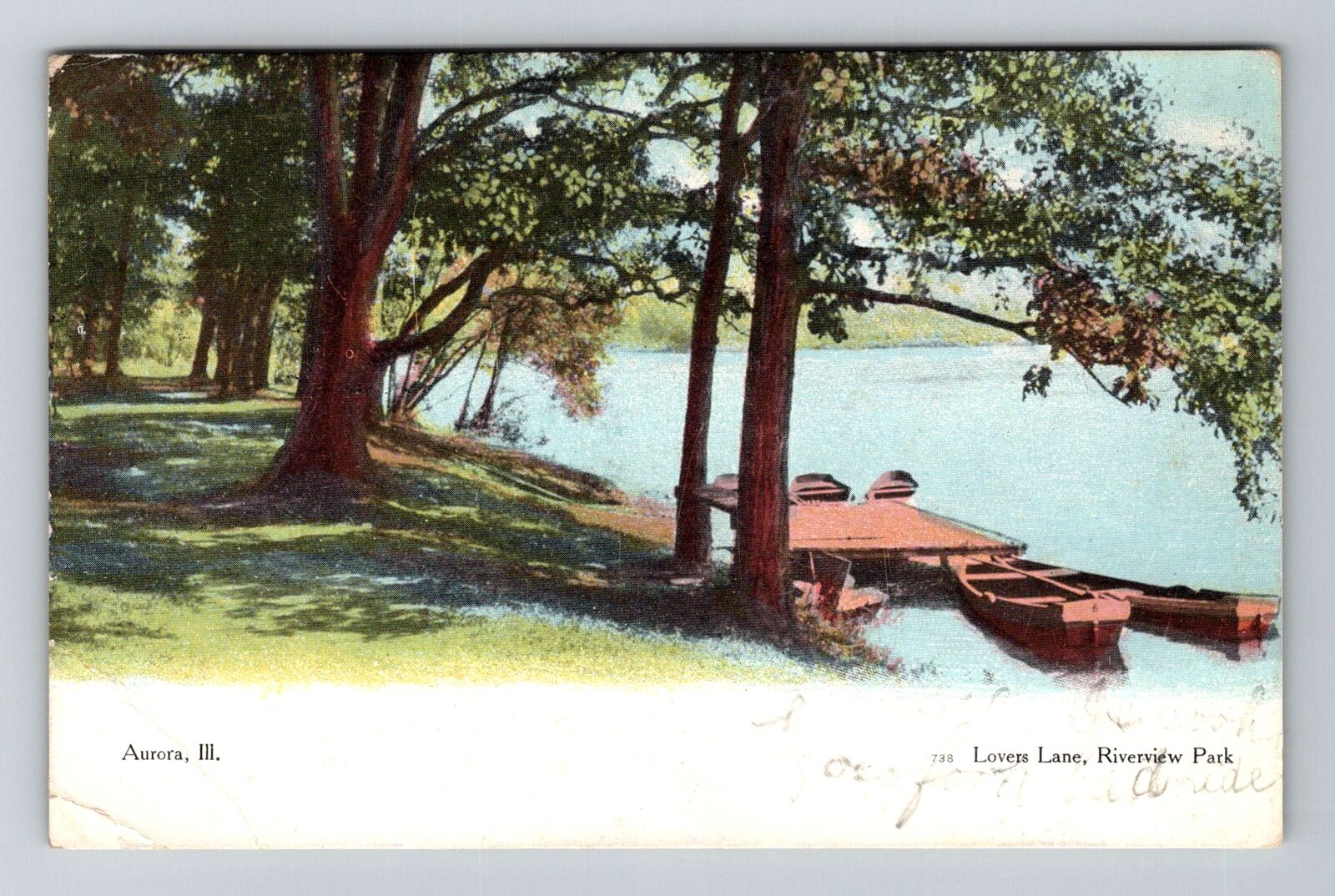 Aurora, IL-Illinois, Lovers Lane Riverview Park Antique, Vintage Postcard