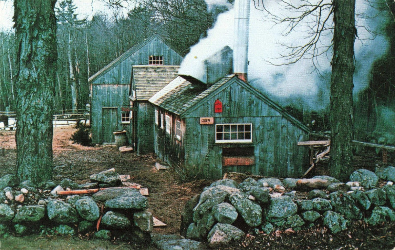 Jaffrey NH New Hampshire, Dan Johnson's Sugar House Advertising Vintage Postcard