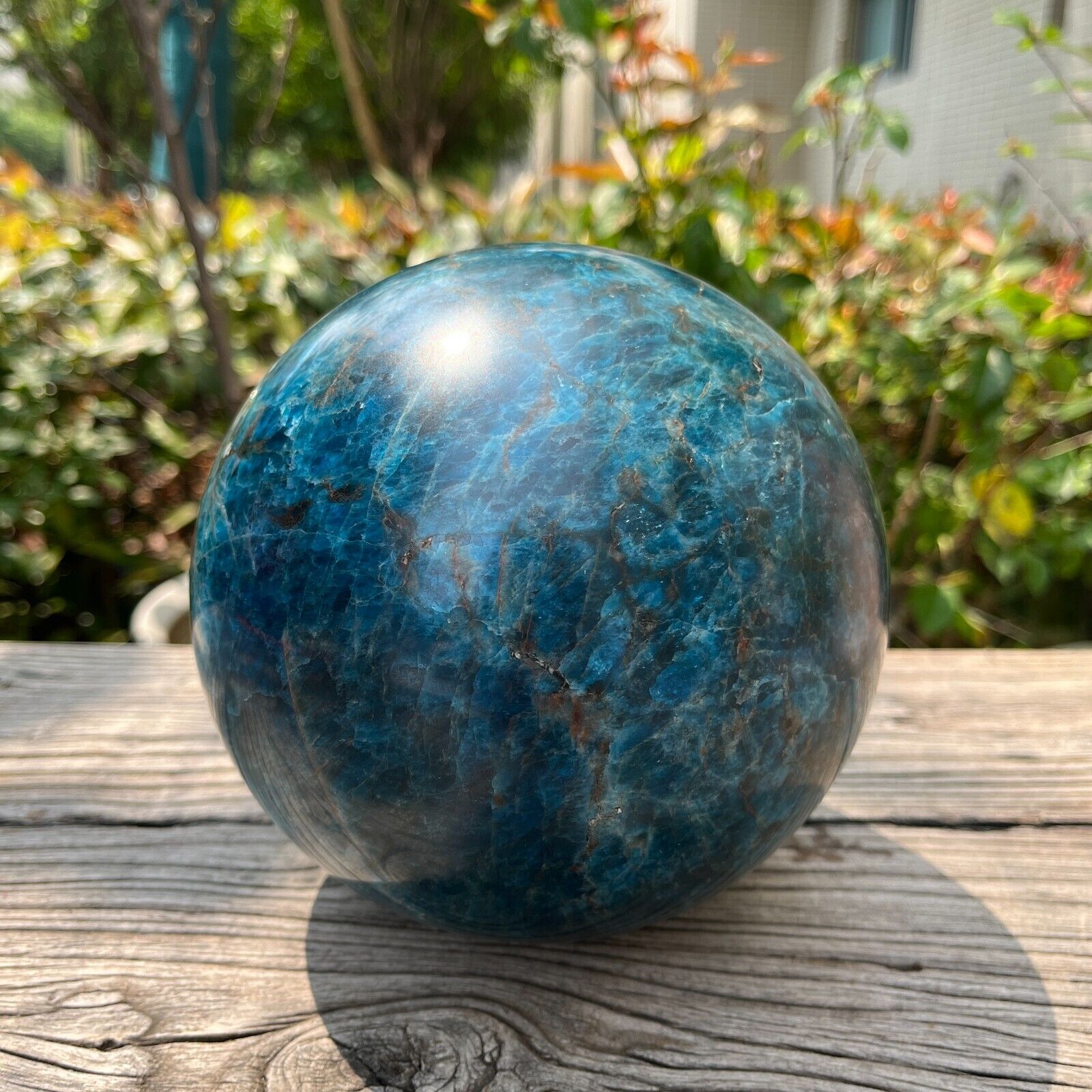 12.9LB 5.5'' Large Natural Blue Apatite Sphere Ball Quartz Crystal Energy Decor