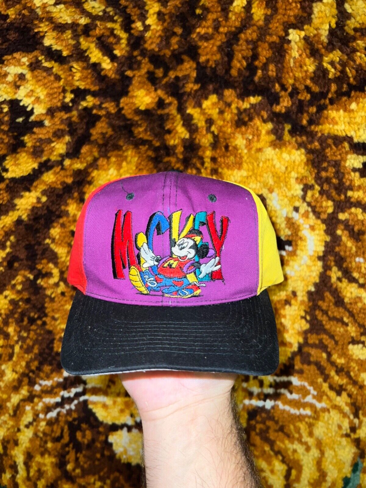 Vtg Mickey Mouse Multicolor Snapback Hat