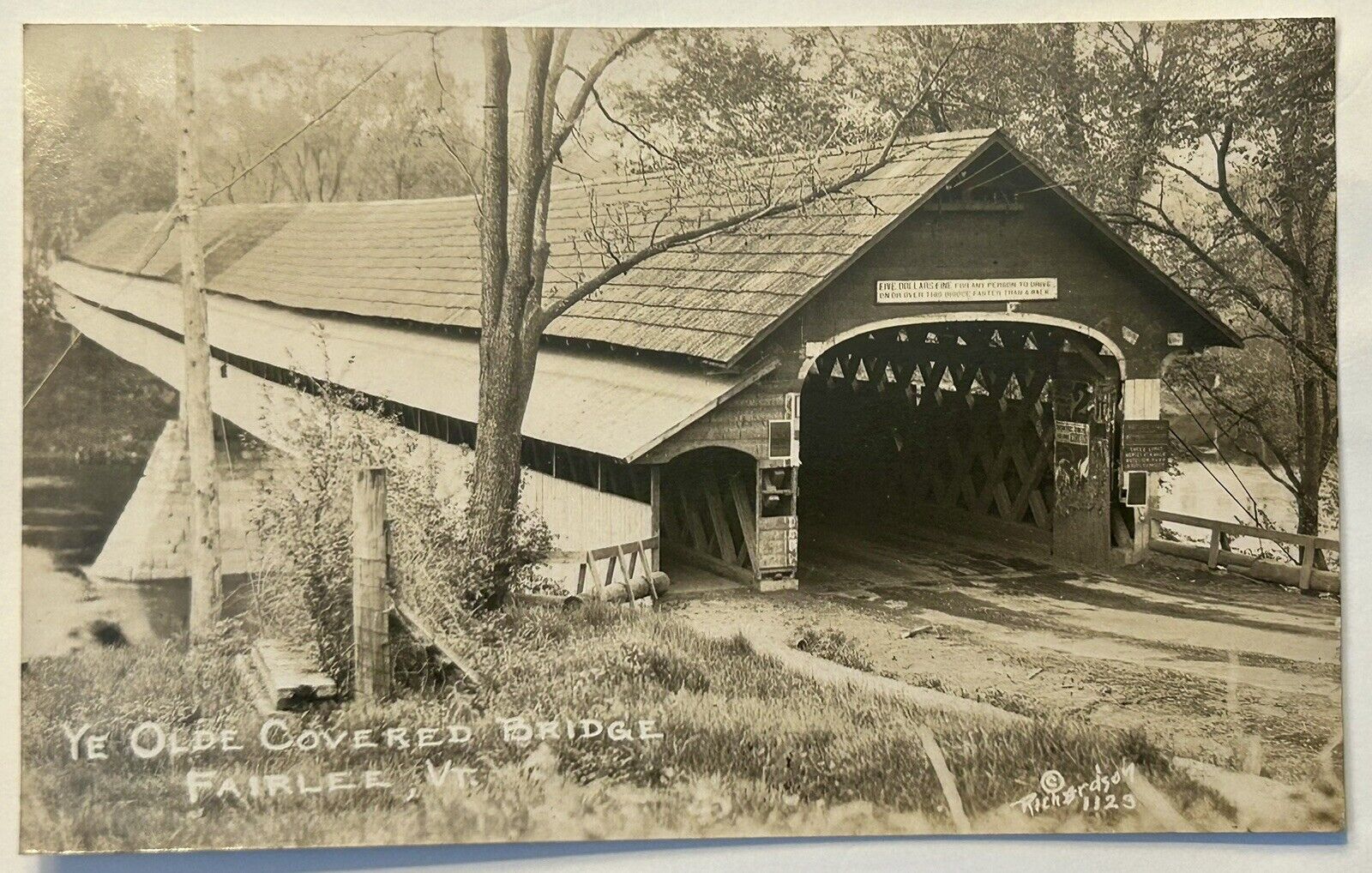 Te Older Covered Bridge. Fairlee VT Real Photo Postcard. RPPC. H.W. Richardson