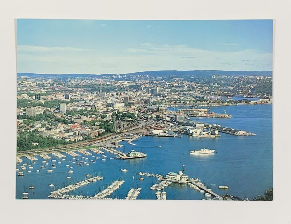 Oslo Norway the Restaurants Kongen and Dronningen Aerial View Postcard