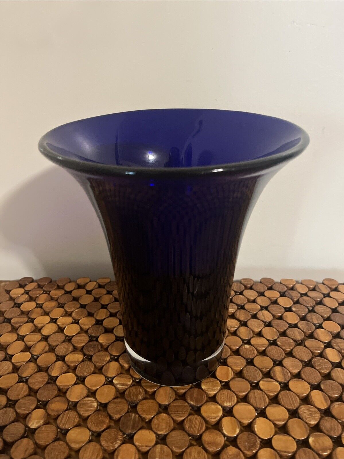 solid Cobalt blue Crystal large flared glass vase