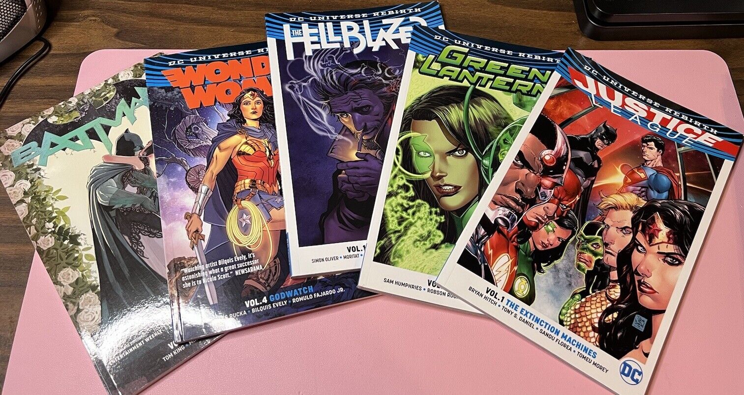 DC Comic TPB Lot - 5 Volumes - Rebirth Justice League Hellblazer Green Lanterns