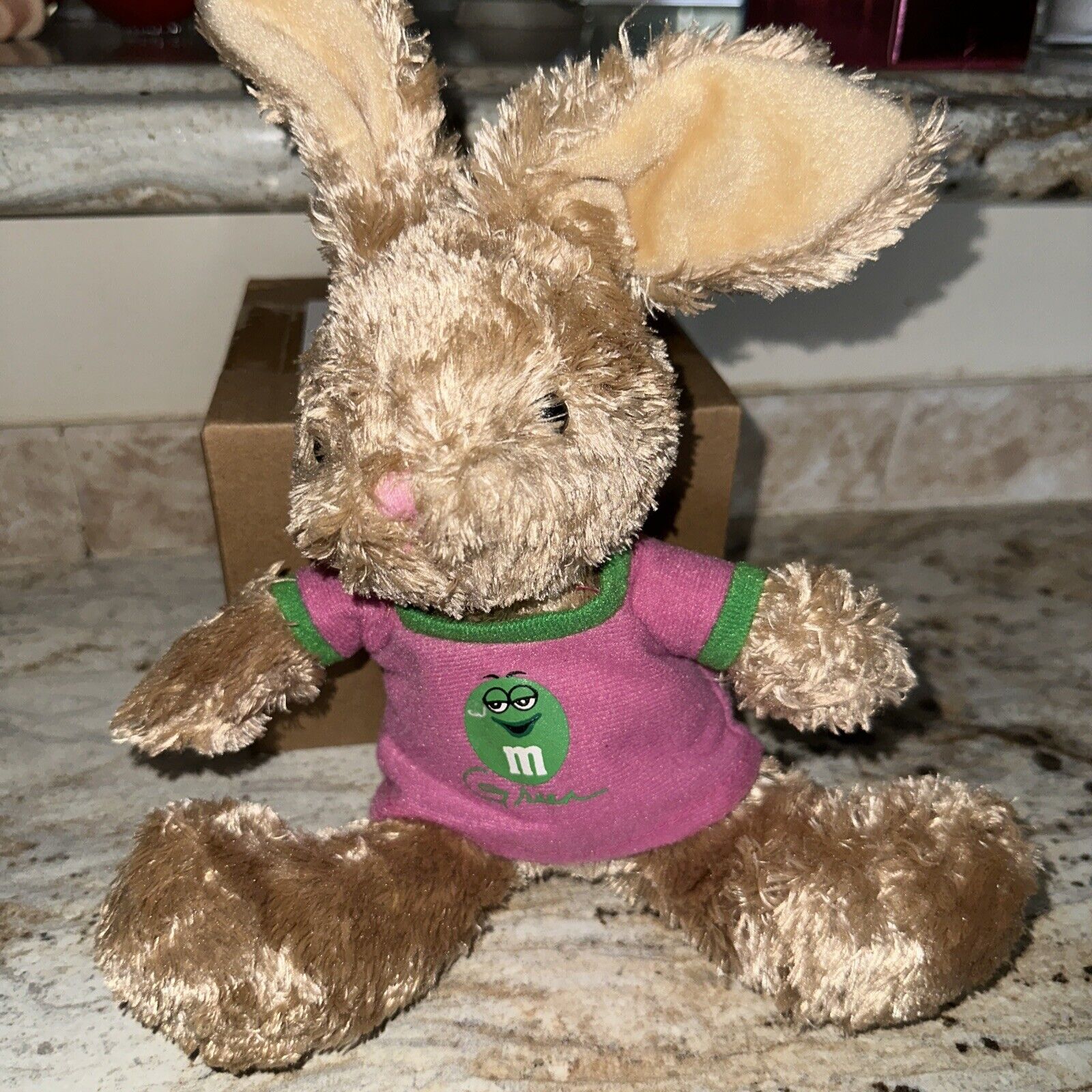 M&M Brown Easter Bunny Stuffed Plush Pink T Shirt & Green M&M 10\