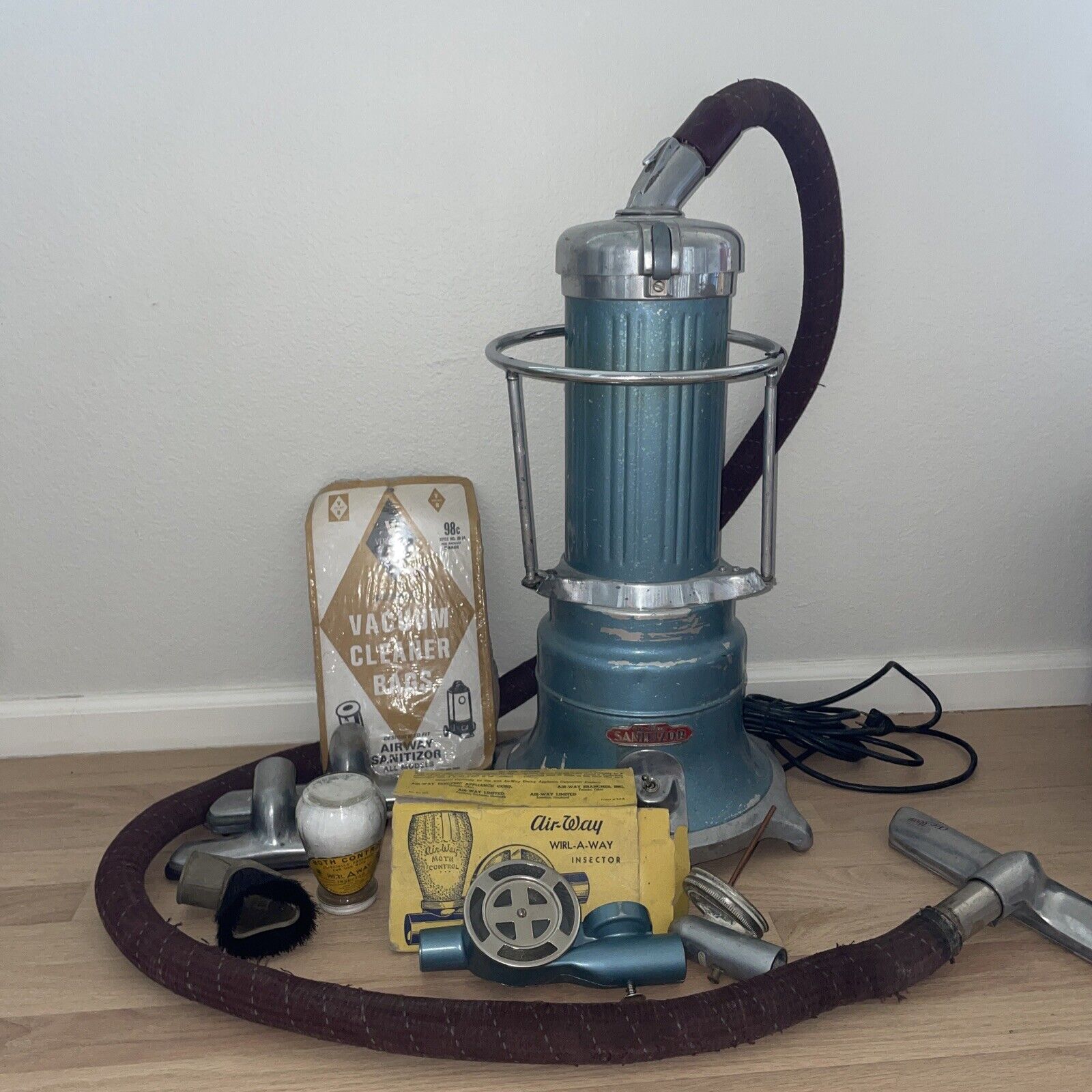 Antique Air-Way Sanitizor Vacuum, Extensions, Multiple Attachments -  WORKING
