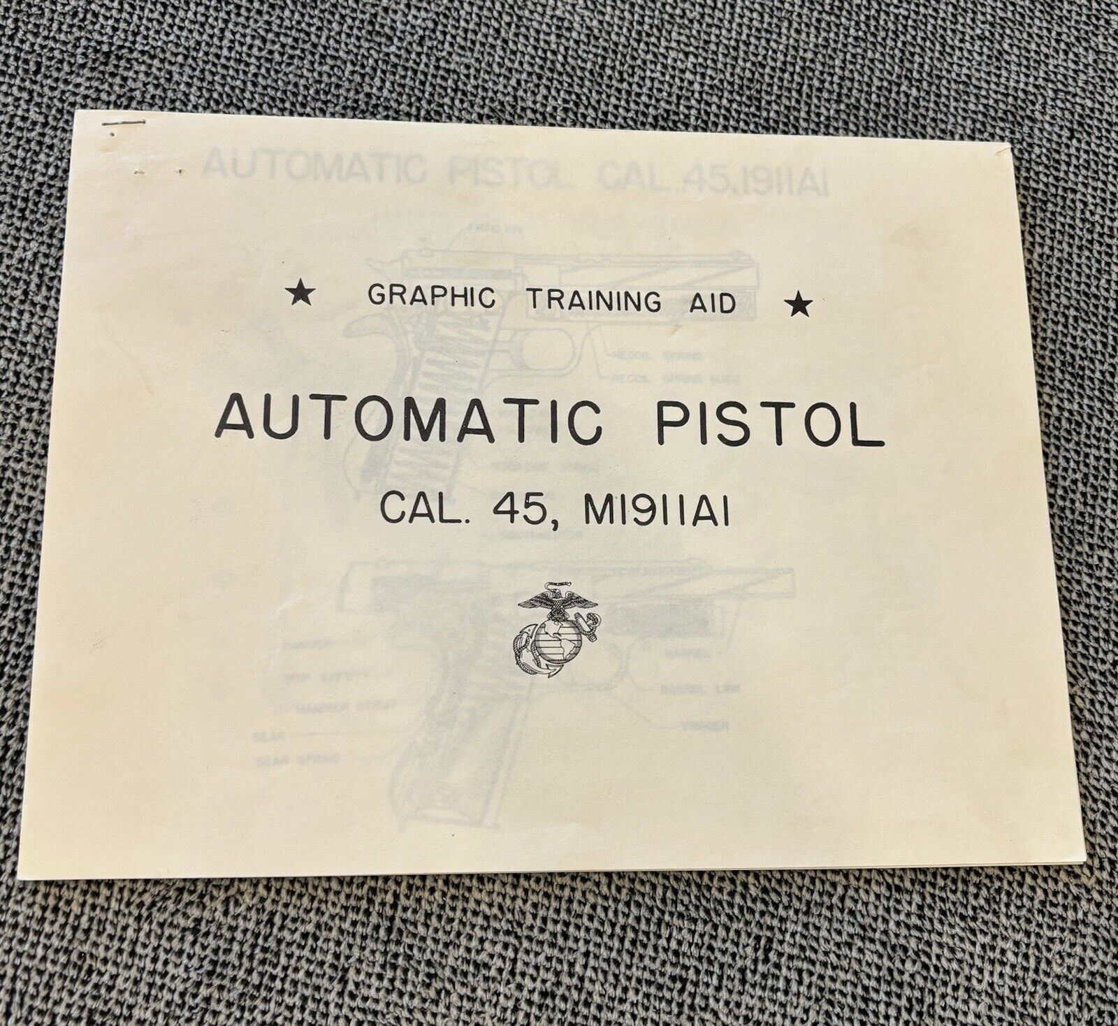 Vintage USMC M1911A1 Graphic Training Aid