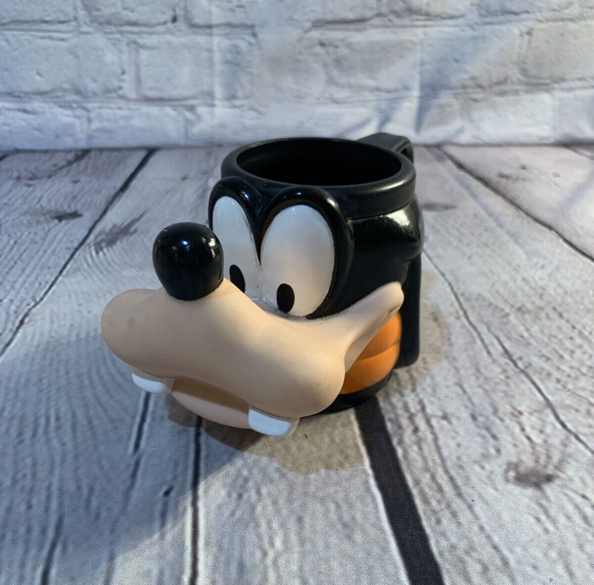 Vintage Applause Disney Goofy 3D Face Kids Multicolor Vinyl Plastic Cup Mug