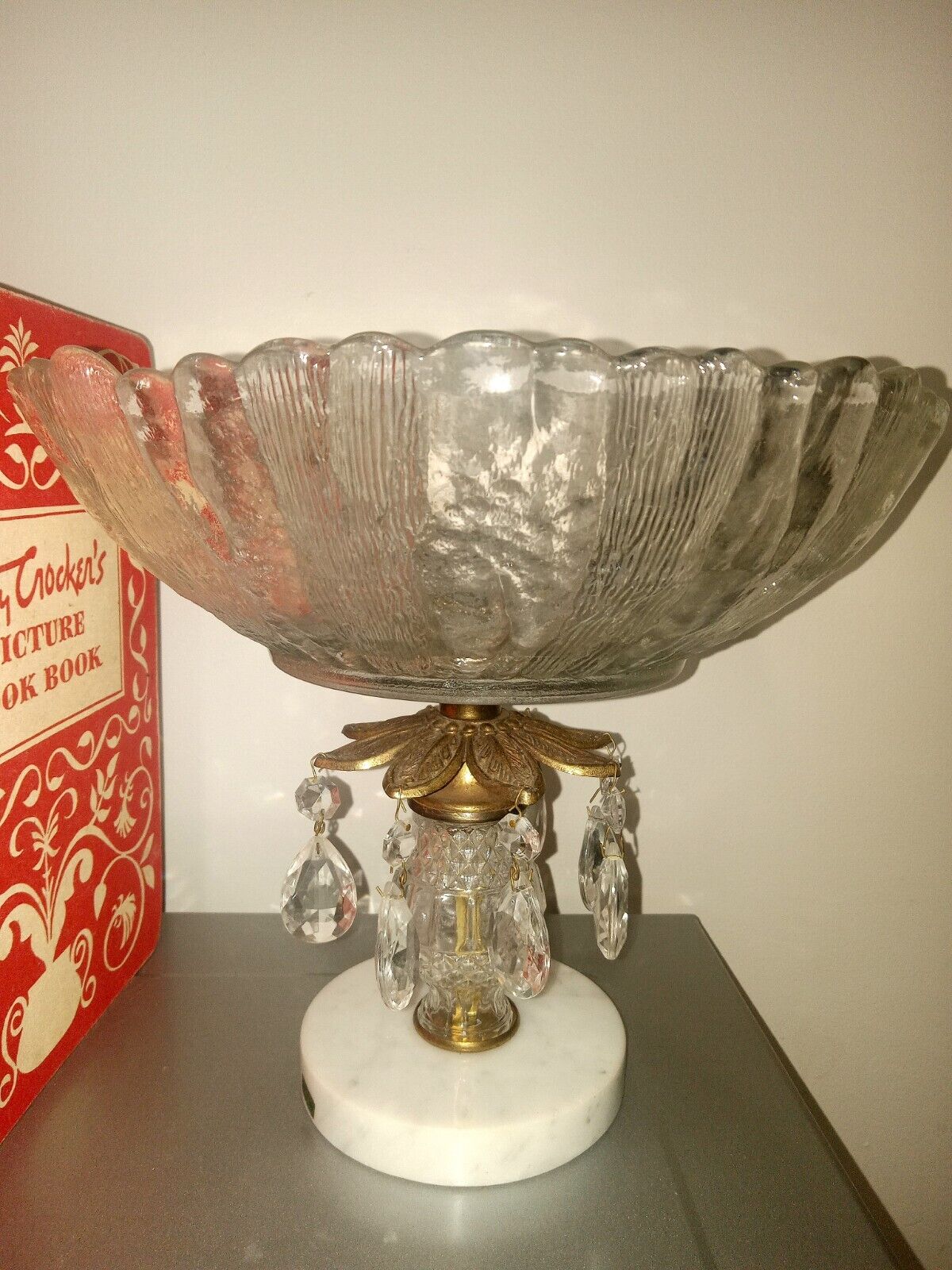 Vintage Made In Italy Brass And Crystal Bowl