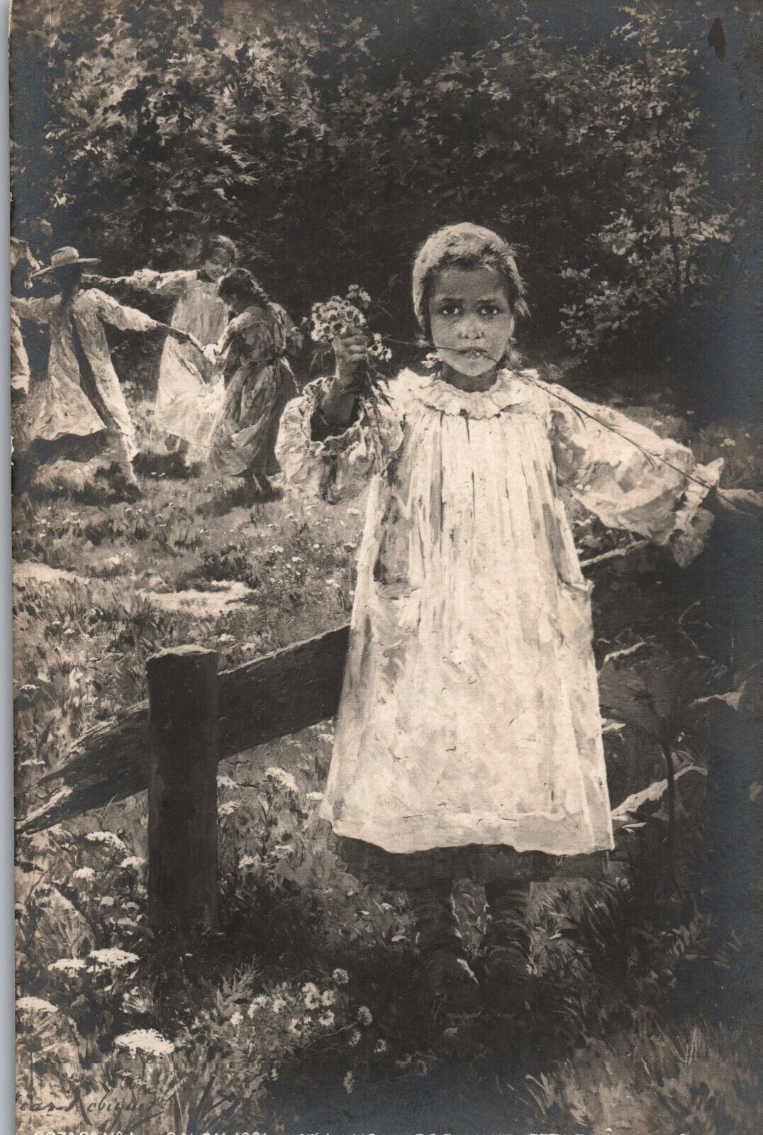 Marie Elisabeth Aimée Lucas-Robiquet Girls Playing 1901 Art Postcard Undivided