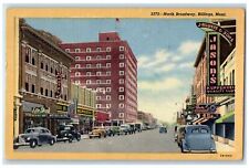 1949 North Broadway Business District Billings Montana MT Posted Cars Postcard picture