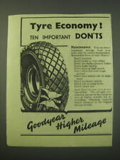 1942 Goodyear Tyres Ad - Tyre Economy Ten important don'ts picture