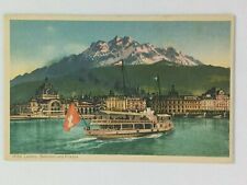 Vintage Postcard 1920's Luzern Bahahof und Pilatus Boat Austria Switzerland picture