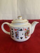 Vintage 1991 CBK LTD Casino Playing Cards Poker Teapot with Gold Trim RARE picture