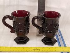 2 Avon Cape Cod Ruby Red Glass Pedestal Drinking Cup Mug Vampire picture