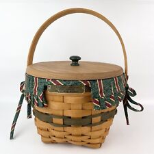 Longaberger 1994 Jingle Bell Basket With Green Liner, Protector And Lid - Ex picture