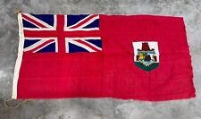 Antique Ensign Flag Bermuda Union Jack Stitched Lion Coat Of Arms WW2 Vintage picture