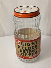 VINTAGE EIGHT O’CLOCK INSTANT COFFEE RARE JAR & LID 1974 picture