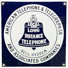 VINTAGE BELL SYSTEM PUBLIC PAYPH0NE PORCELAIN SIGN GAS STATION OIL TELEPHONE ATT picture