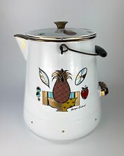 Vintage Georges Briard Large Enamelware Pitcher / Kettle — Pineapple Ambrosia picture