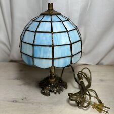 Tiffany Style Table Lamp Blue Tested 7x10.75”T Plug In picture