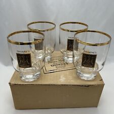 Vintage Thorne's 22K Gold Logo/Rim Cocktail Glasses Federal Glass Co. Set of 4 picture