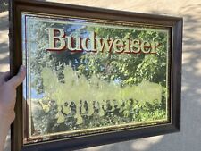 Vintage 1987 Framed Budweiser King of Beers Clydesdale Mirror Sign 21