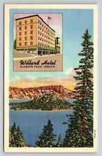 Willard Hotel Klamath Falls Oregon OR Vtg Advertising Postcard Crater Lake View picture