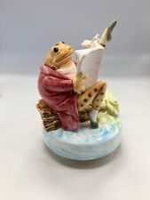 VTG Schmid Beatrix Potter Mr. Jeremy Fisher Porcelain Frog Music Box Figurine picture