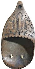 Antique Carved Wood Shoe Wall Pocket 1940s picture