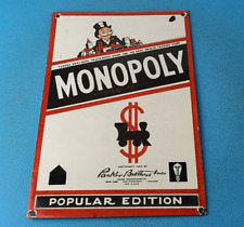 Vintage Monopoly Sign - Monopoly Man Board Game Sign - Porcelain Gas Pump Sign picture