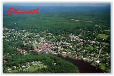 c1950's Aerial View Town River Lake Grove Ellsworth Maine ME Vintage Postcard picture