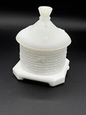 Antique Milk Glass Bee Hive Box Jar with Lid picture