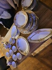 Noritake porcelain set 55 pcs. Hand oainted 1930s gold embroidery 16034 set. picture