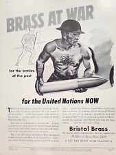 1942 Bristol Brass Fortune WW2 Print Ad Q4 US ARMY Soldier Missile Helmet War picture