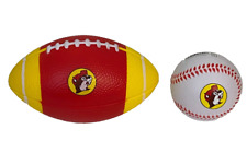 Buc-ee's Miniature Foam Football (Red Yellow) & Foam Baseball Logo Squishy Fun picture