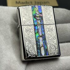 Zippo Oil Lighter Classic Shell Arabesque Silver Etching Armor Case Japan picture