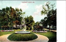 Postcard Garden Togus ME Maine Fountain Augusta Botanical picture