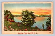 Olcott NY-New York, Greetings from Olcott, Scenic Lake Vintage c1941 Postcard picture