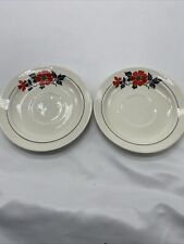 Vintage Hall Superior Quality Kitchenware Red Poppy Saucer Set of 2 picture