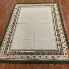 Vintage Cacharel Tablecloth 69” X 51” Green, Gold, Etc. Beige Tablecloth picture