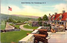 Fort Toconderoga NY 1940s Canon American Flag South Platform Vintage Postcard picture