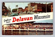 Delavan WI-Wisconsin, General Banner Greetings, Antique, Vintage Postcard picture