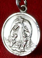 Carmelite Nun’s Vintage Guardian Angel Gabriel Protect Me Sterling Silver Medal picture